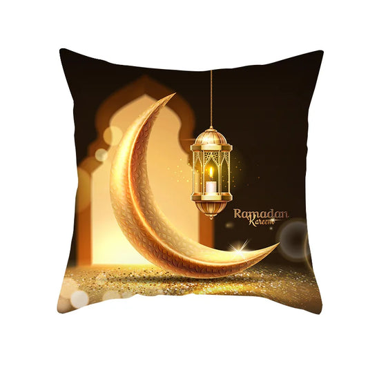 2025 Ramadan Decoration Eid Mubarak Pillowcase Decor for Home Sofa Cushion Cover Islamic Muslim Mosque Pillow Cover Gifts