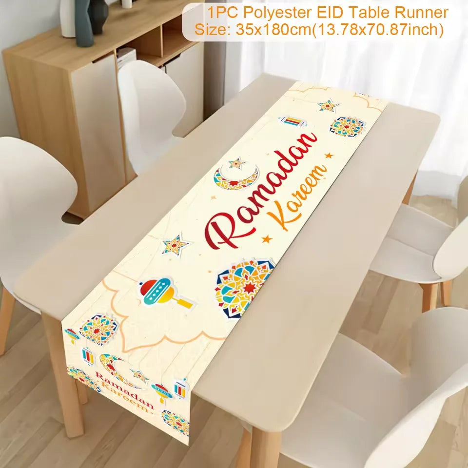 Ramadan Kareem Table Runner – Eid Mubarak Home Decoration (2026).