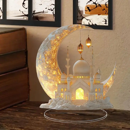 Crescent Castle Ornament- 2D Flat Acrylic Ramadan Festival Home Decor.