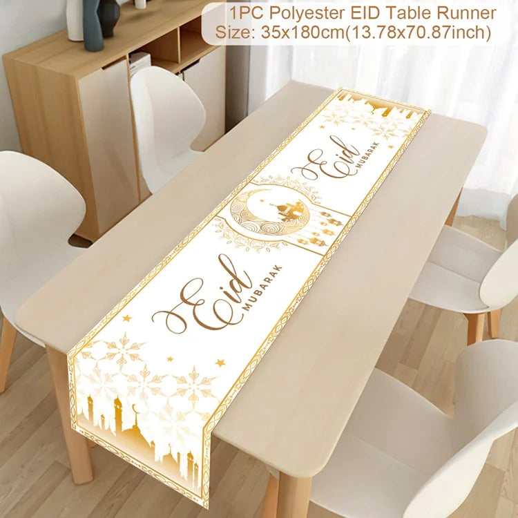 Ramadan Kareem Table Runner – Eid Mubarak Home Decoration (2026).