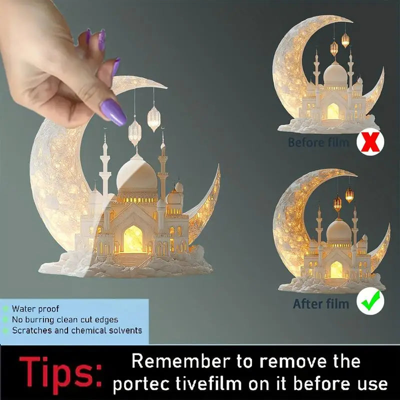 Crescent Castle Ornament- 2D Flat Acrylic Ramadan Festival Home Decor.