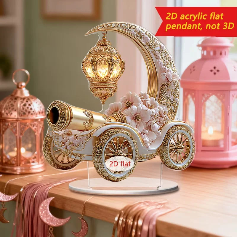 Ramadan Cannon Decorative Piece — Moon & Lantern Desktop Display