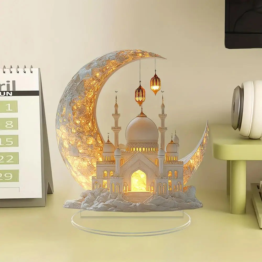 Crescent Castle Ornament- 2D Flat Acrylic Ramadan Festival Home Decor.