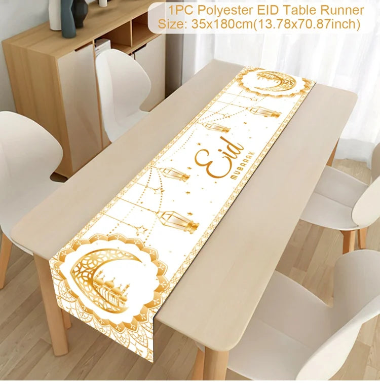 Ramadan Kareem Table Runner – Eid Mubarak Home Decoration (2026).