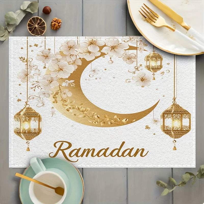 4/6PCS Ramadan & Eid Moon and Floral Table Decor Set.