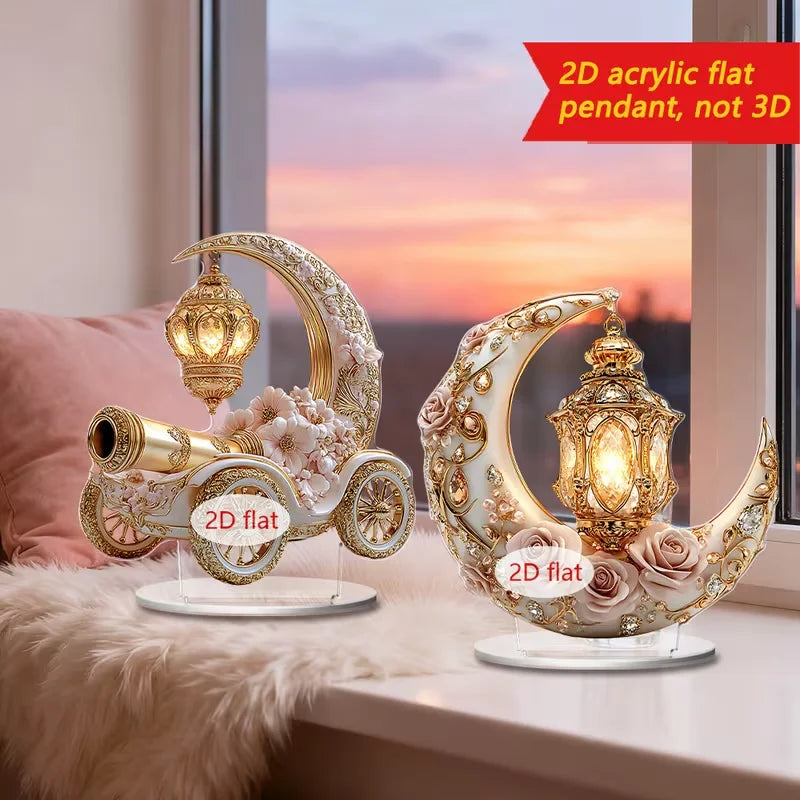 Ramadan Cannon Decorative Piece — Moon & Lantern Desktop Display