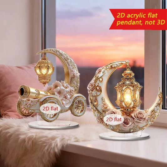 Ramadan Cannon Decorative Piece — Moon & Lantern Desktop Display