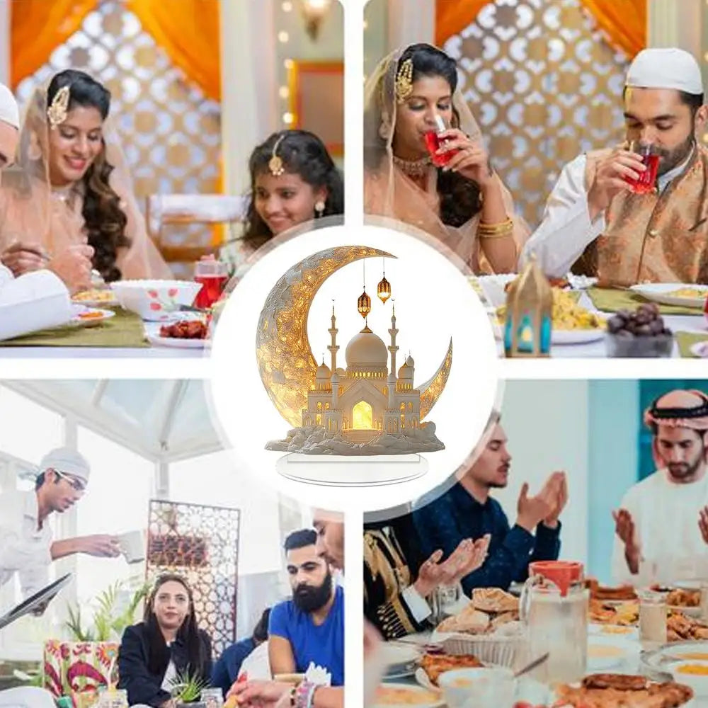 Crescent Castle Ornament- 2D Flat Acrylic Ramadan Festival Home Decor.