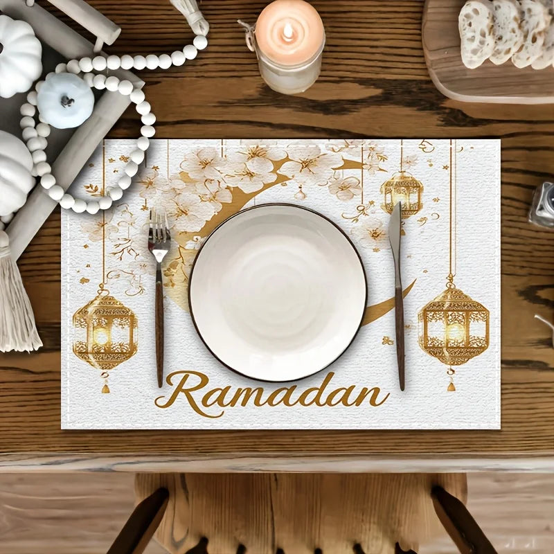 4/6PCS Ramadan & Eid Moon and Floral Table Decor Set.