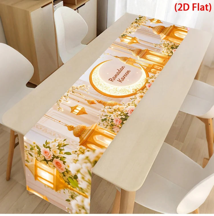 Ramadan Kareem Table Runner – Eid Mubarak Home Decoration (2026).