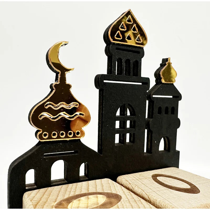 Ramadan Wooden Countdown Calendar — Eid Mubarak Decorative Blocks