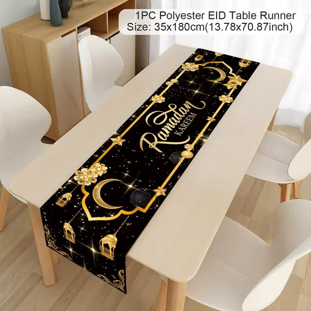 Ramadan Kareem Table Runner – Eid Mubarak Home Decoration (2026).
