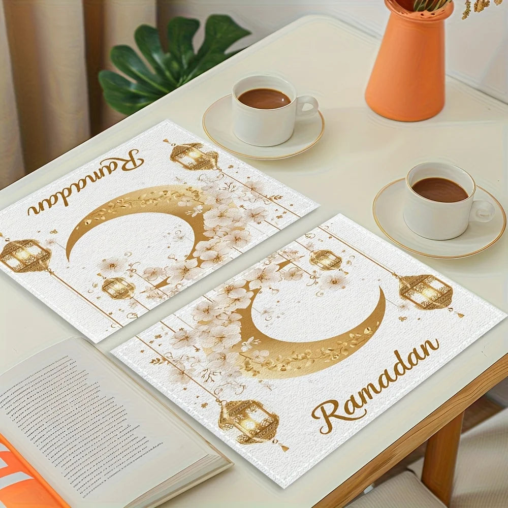 4/6PCS Ramadan & Eid Moon and Floral Table Decor Set.