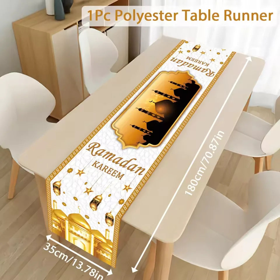 Ramadan Kareem Table Runner – Eid Mubarak Home Decoration (2026).