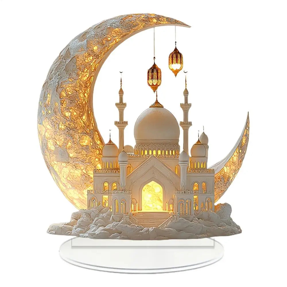 Crescent Castle Ornament- 2D Flat Acrylic Ramadan Festival Home Decor.