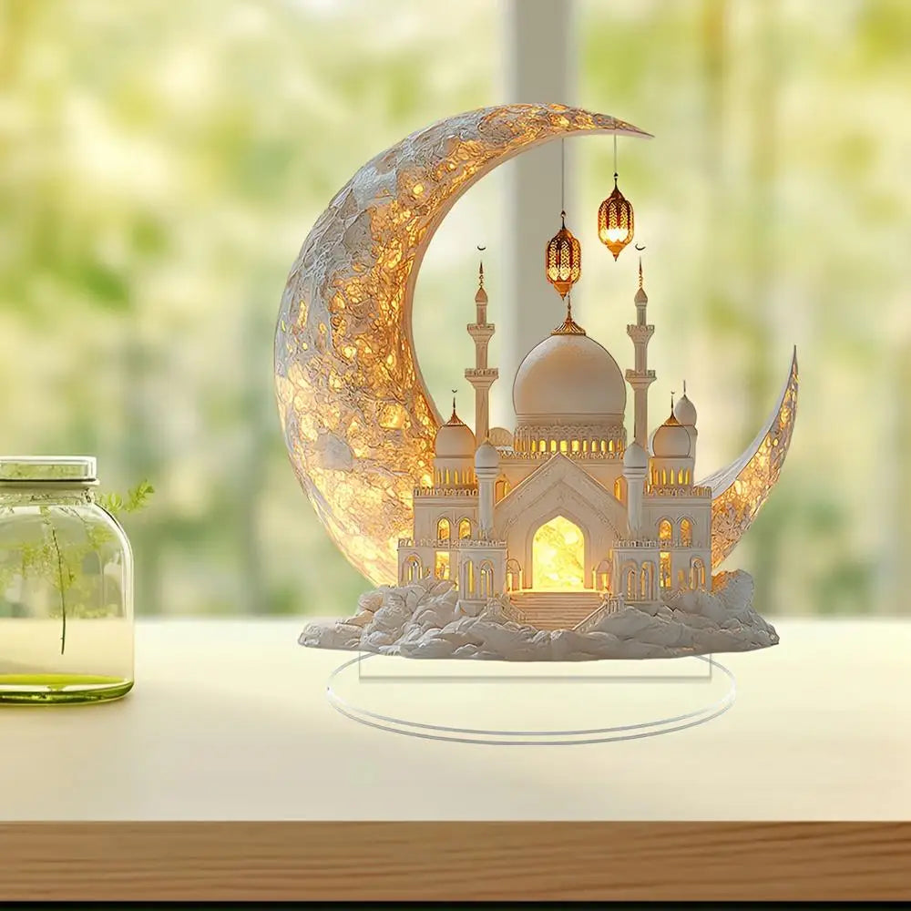 Crescent Castle Ornament- 2D Flat Acrylic Ramadan Festival Home Decor.