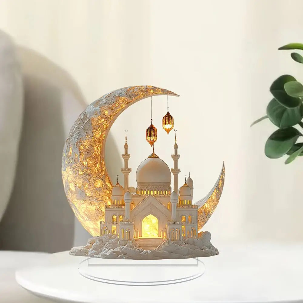 Crescent Castle Ornament- 2D Flat Acrylic Ramadan Festival Home Decor.