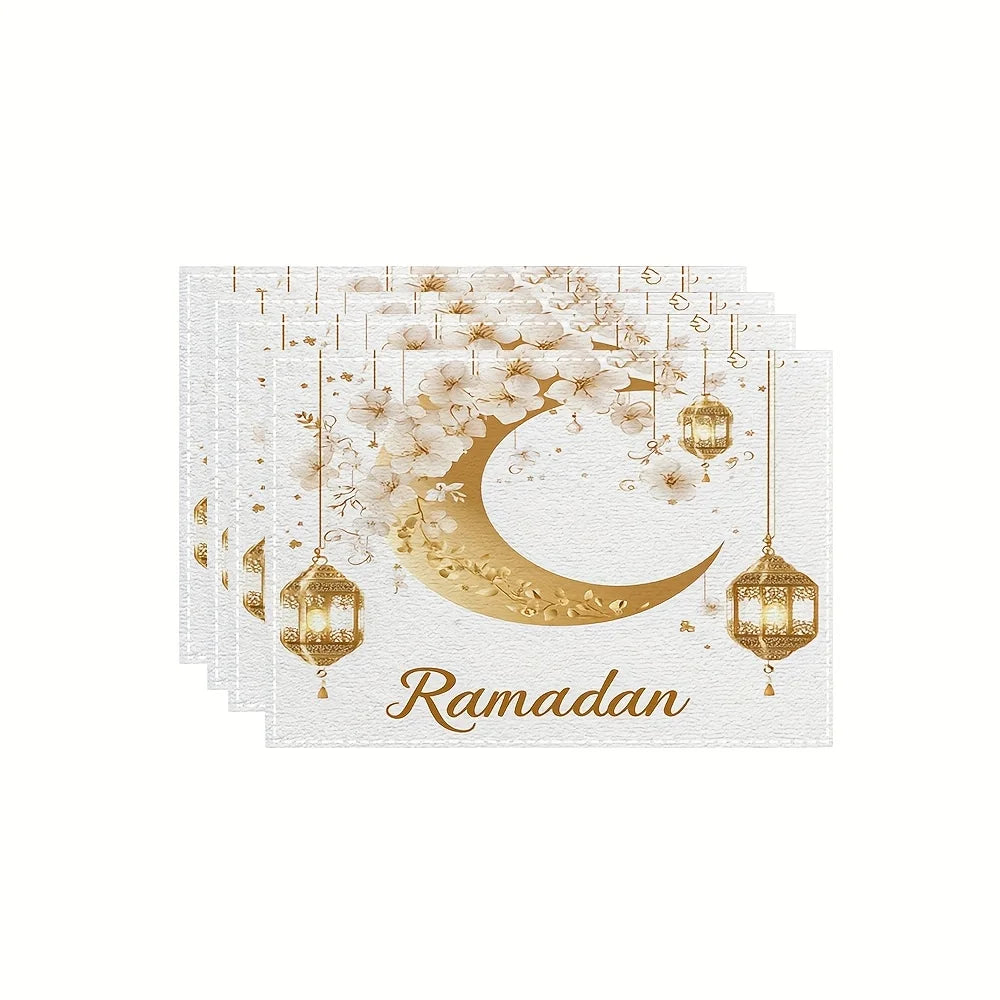 4/6PCS Ramadan & Eid Moon and Floral Table Decor Set.