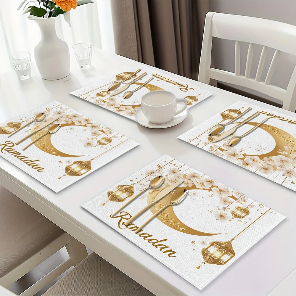 4/6PCS Ramadan & Eid Moon and Floral Table Decor Set.