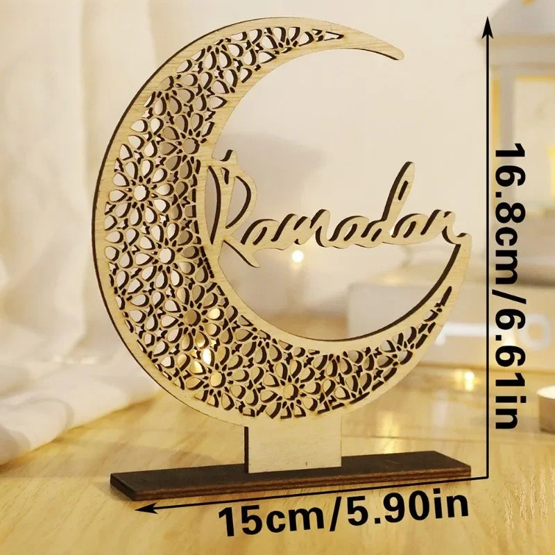 Eid Mubarak Black Wooden Moon Ornaments Ramadan Kareem Muslim Decor Ramadan Table Decorations Islamic Festival Decoration