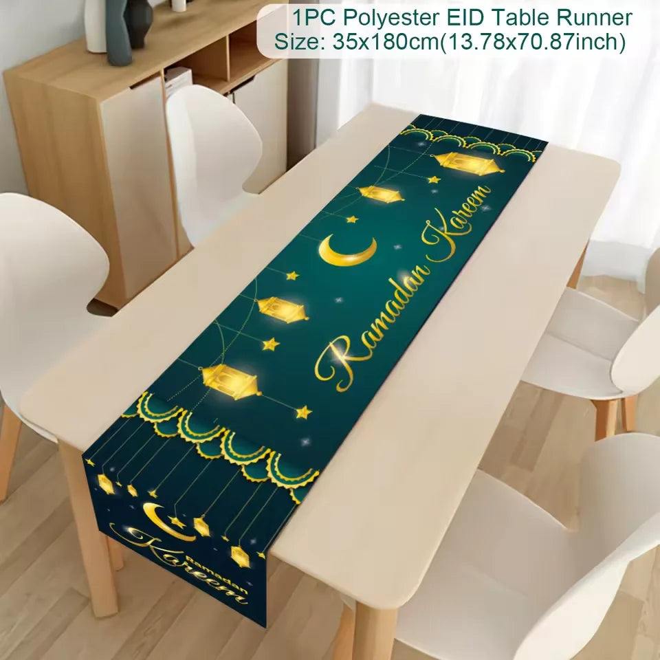 Ramadan Kareem Table Runner – Eid Mubarak Home Decoration (2026).
