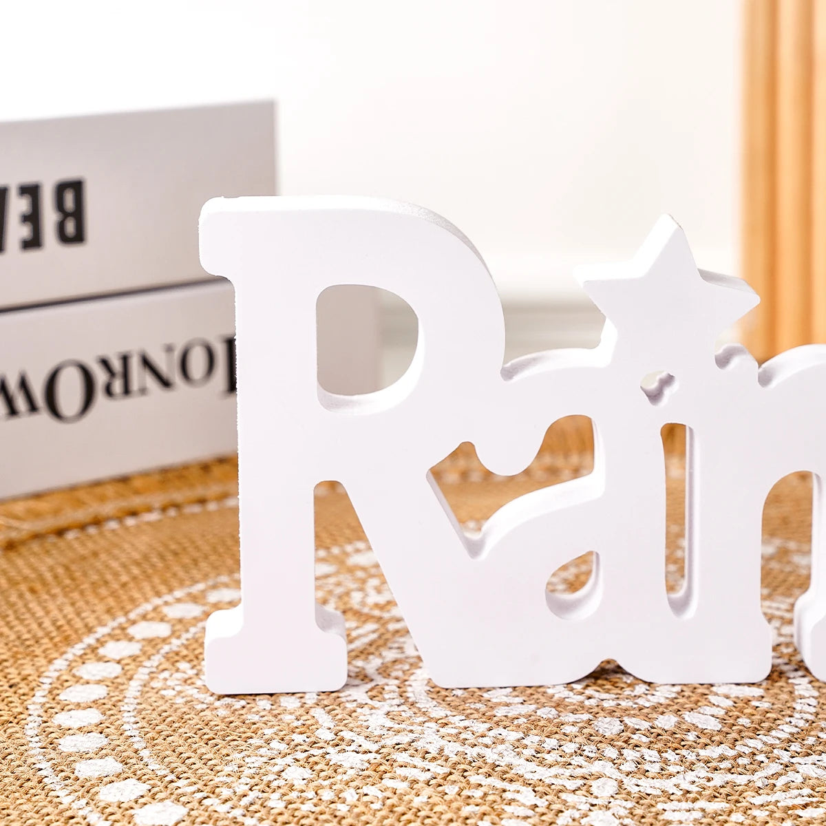 Ramadan Star & Moon Decorative Sign — Modern White Display