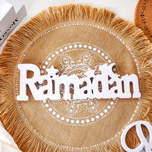 Ramadan Star & Moon Decorative Sign — Modern White Display
