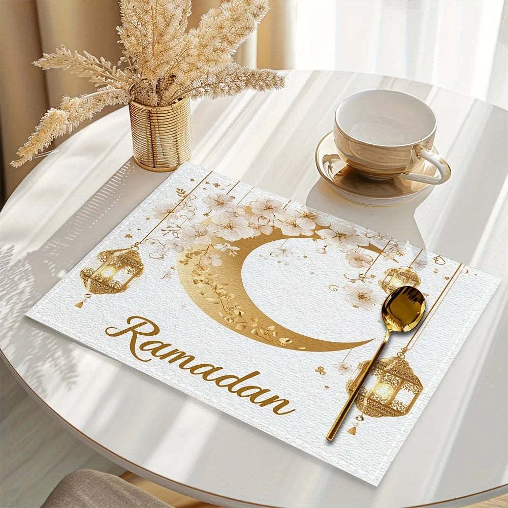 4/6PCS Ramadan & Eid Moon and Floral Table Decor Set.