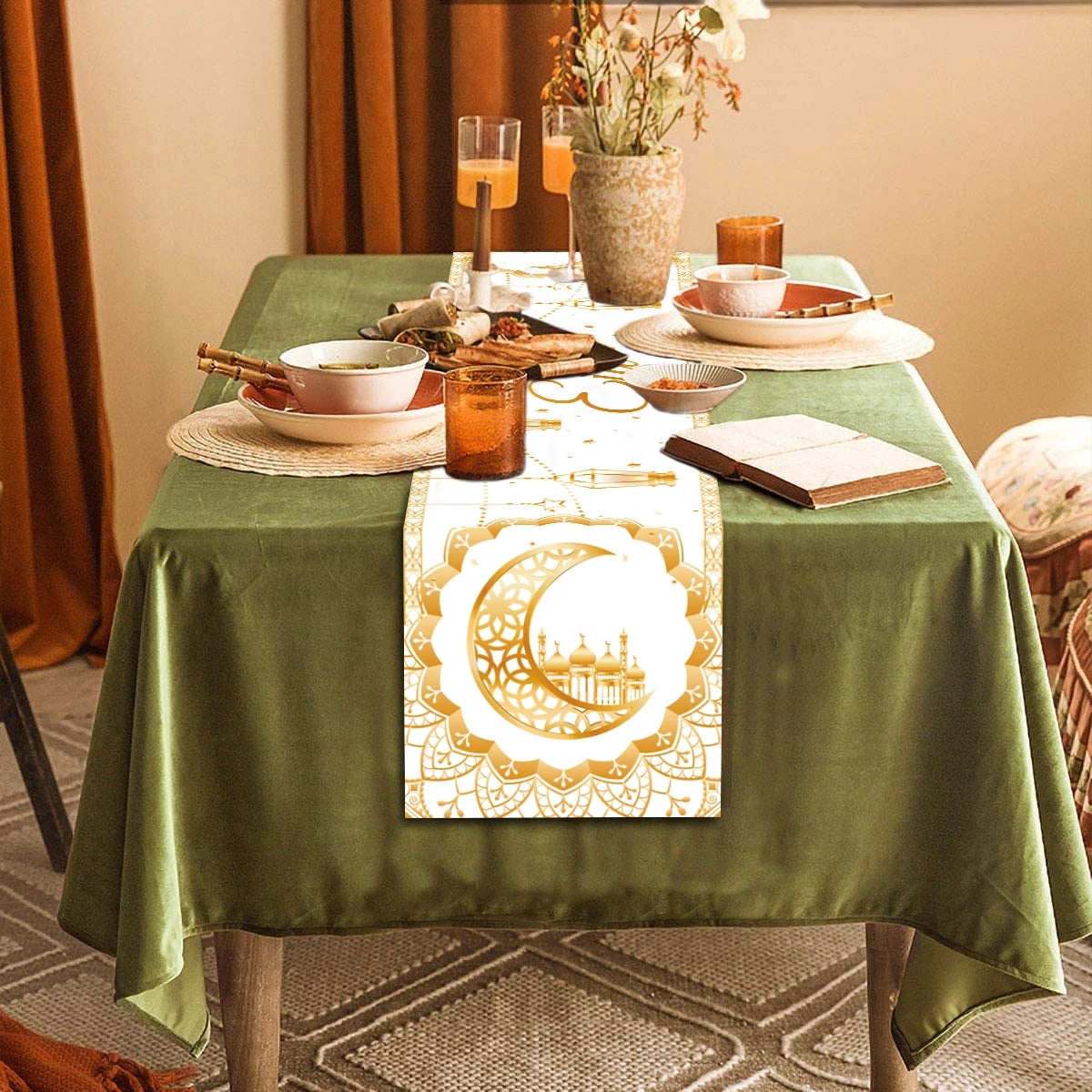Ramadan Kareem Table Runner – Eid Mubarak Home Decoration (2026).