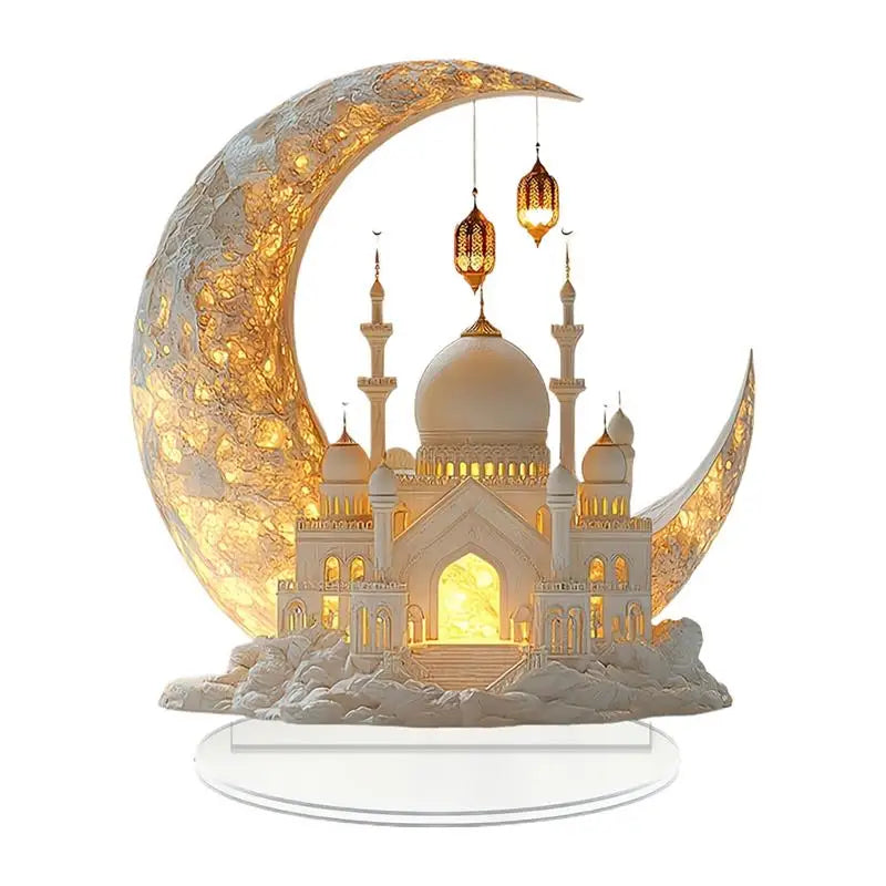 Crescent Castle Ornament- 2D Flat Acrylic Ramadan Festival Home Decor.