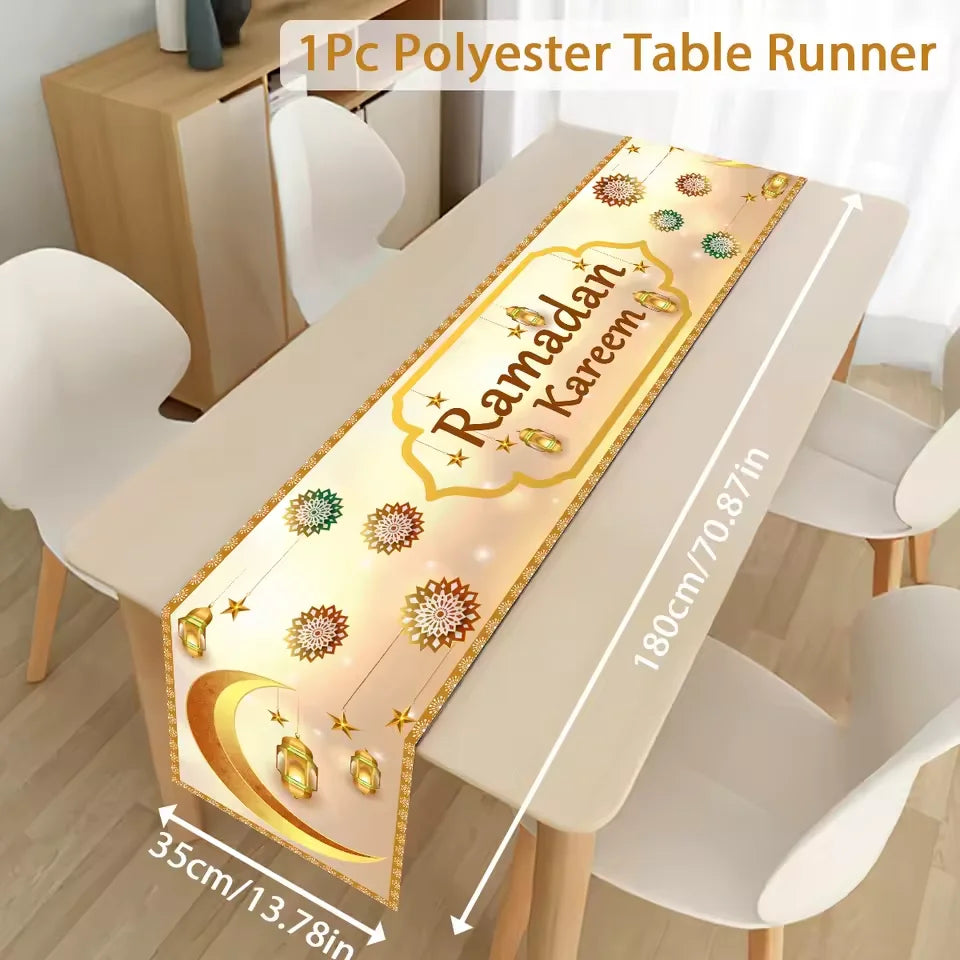 Ramadan Kareem Table Runner – Eid Mubarak Home Decoration (2026).