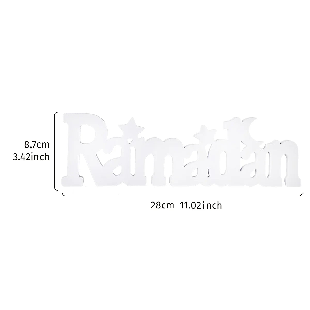 Ramadan Star & Moon Decorative Sign — Modern White Display