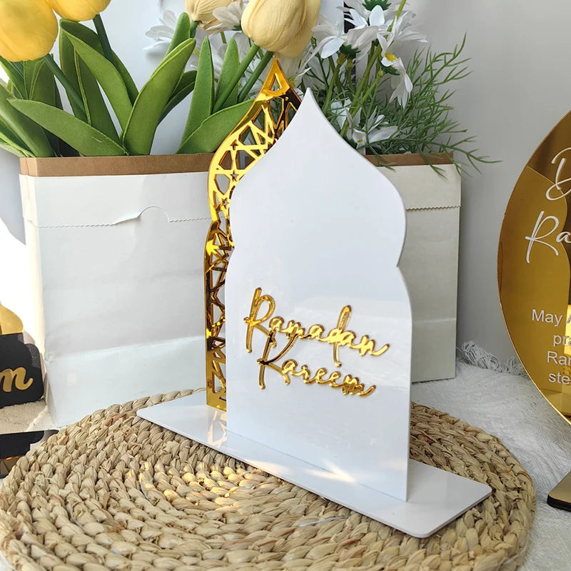 Tabletop Decor Ramadan Kareem and a Mosque Castle-acriylic Table Ornament Decoration 2026.