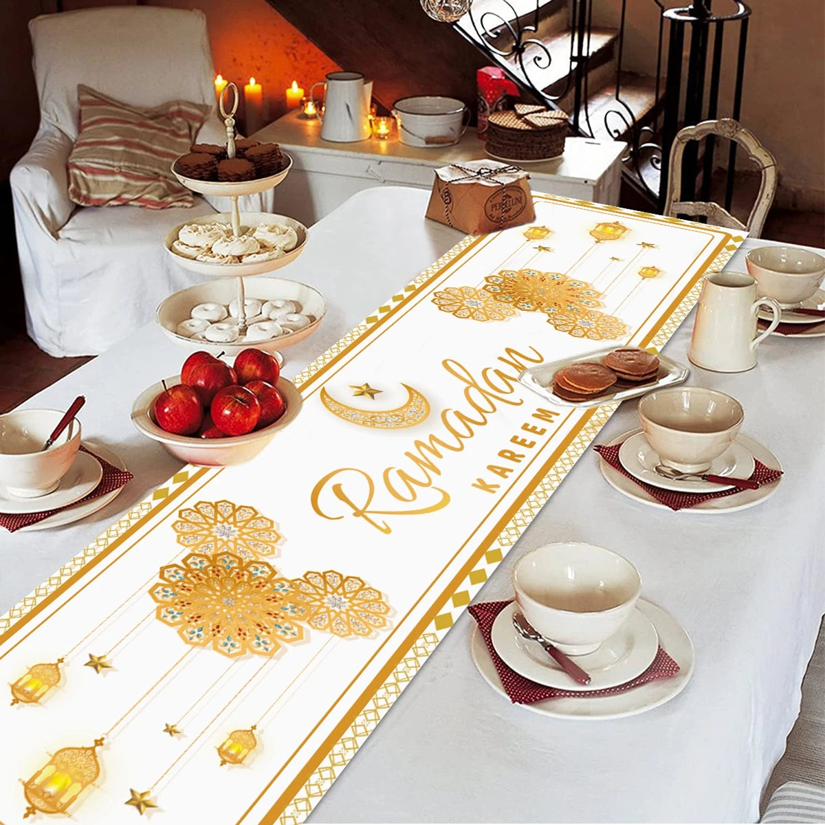 Ramadan Kareem Table Runner – Eid Mubarak Home Decoration (2026).