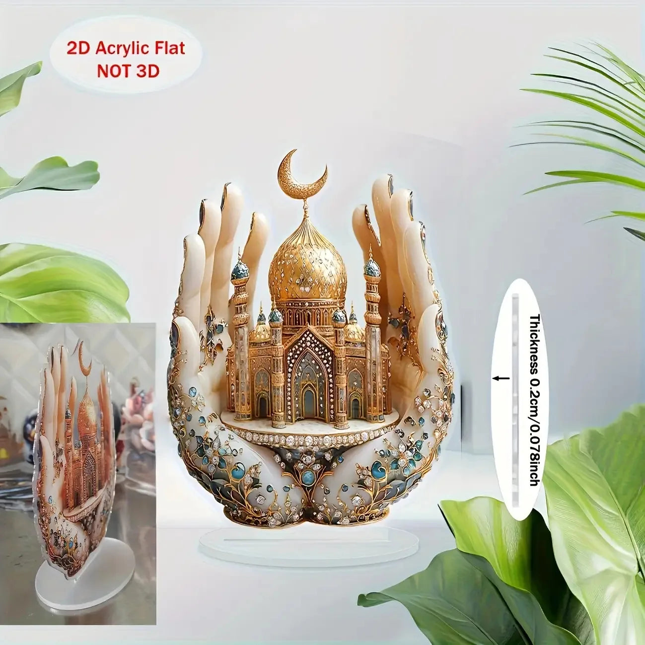 1Pcs 2D Elegant Islamic Architectural Decoration Acrylic Ornament Ramadan Table Decoration Home Decoration Gift