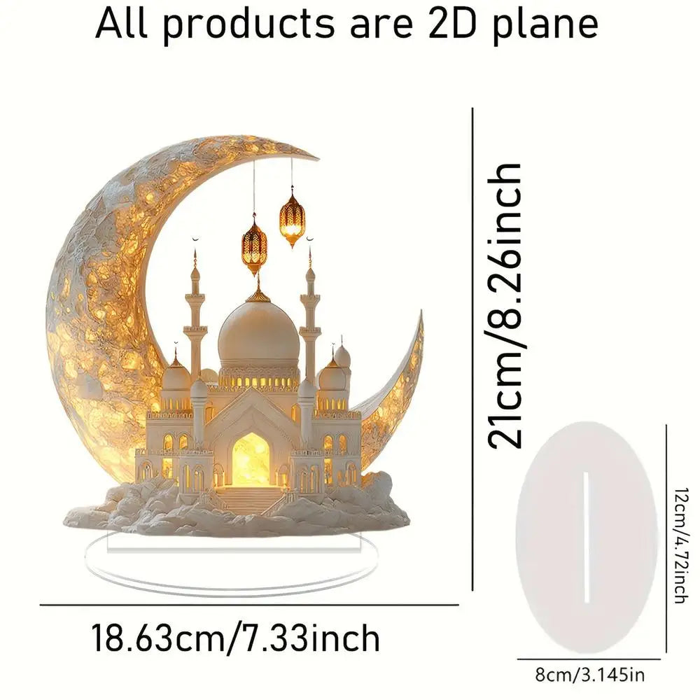 Crescent Castle Ornament- 2D Flat Acrylic Ramadan Festival Home Decor.