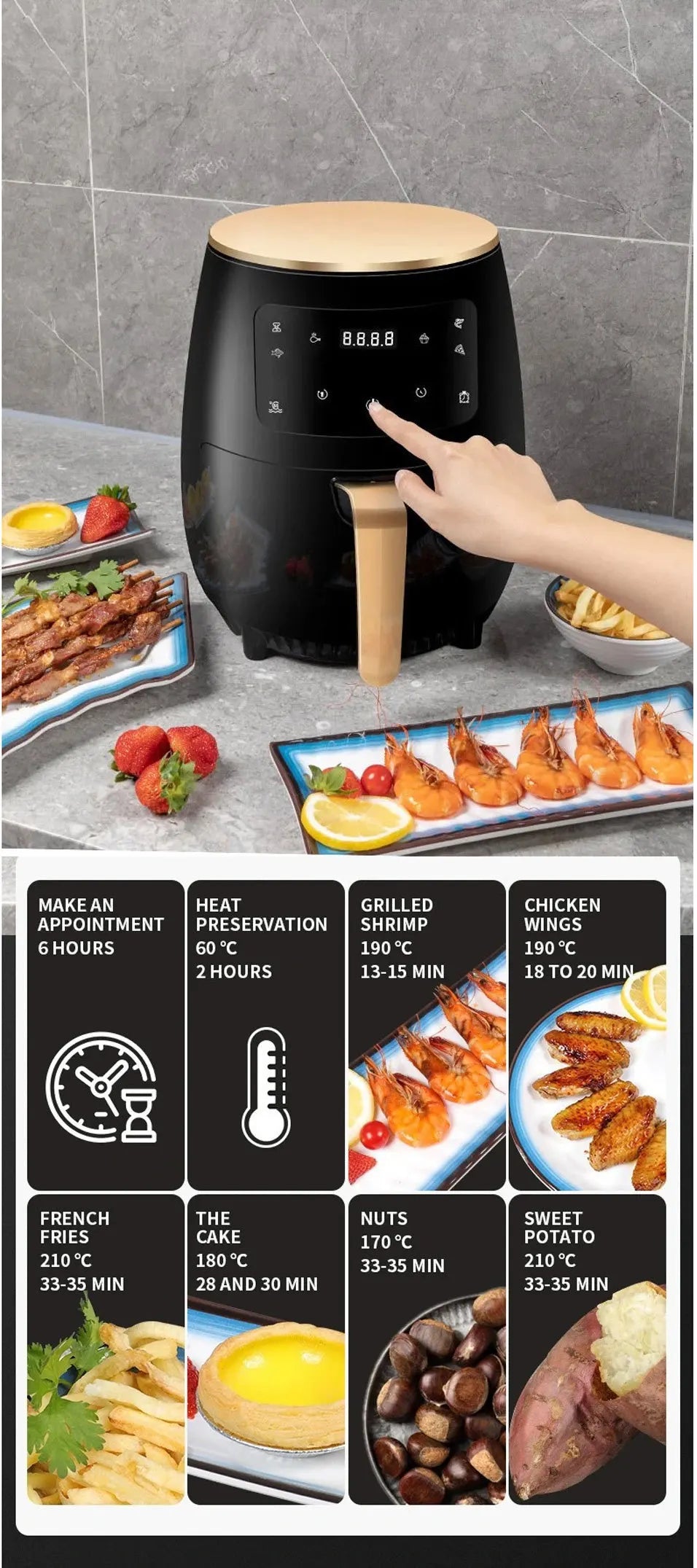 WERGANUASA 6L Smart Touch Air Fryer
