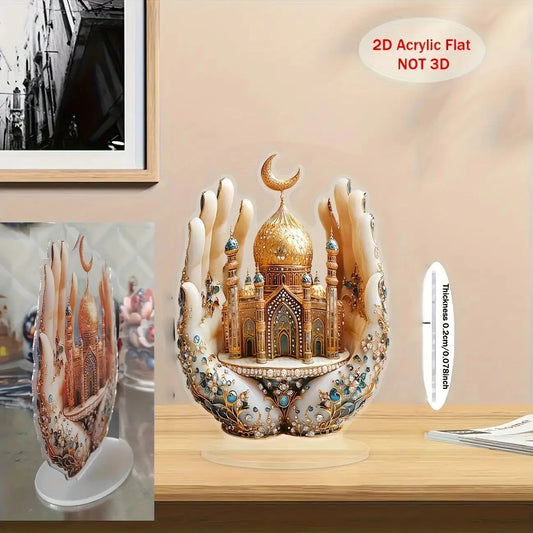 1Pcs 2D Elegant Islamic Architectural Decoration Acrylic Ornament Ramadan Table Decoration Home Decoration Gift