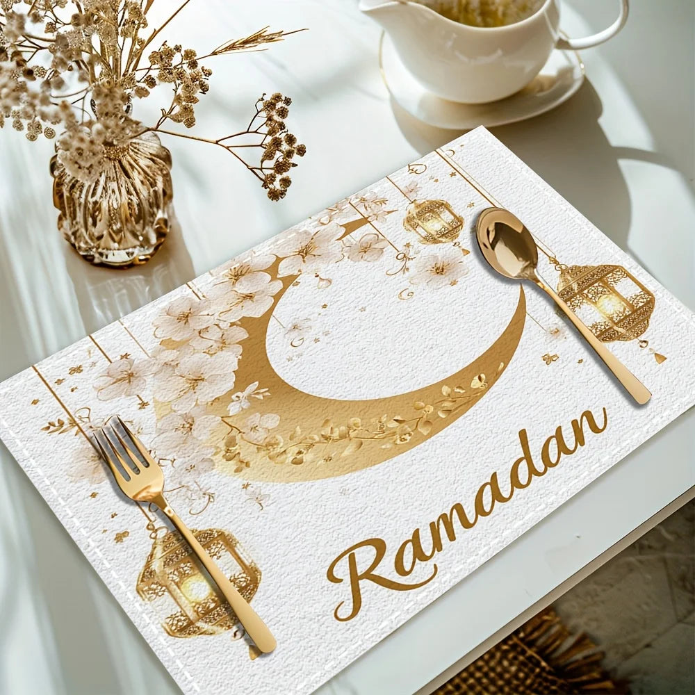 4/6PCS Ramadan & Eid Moon and Floral Table Decor Set.