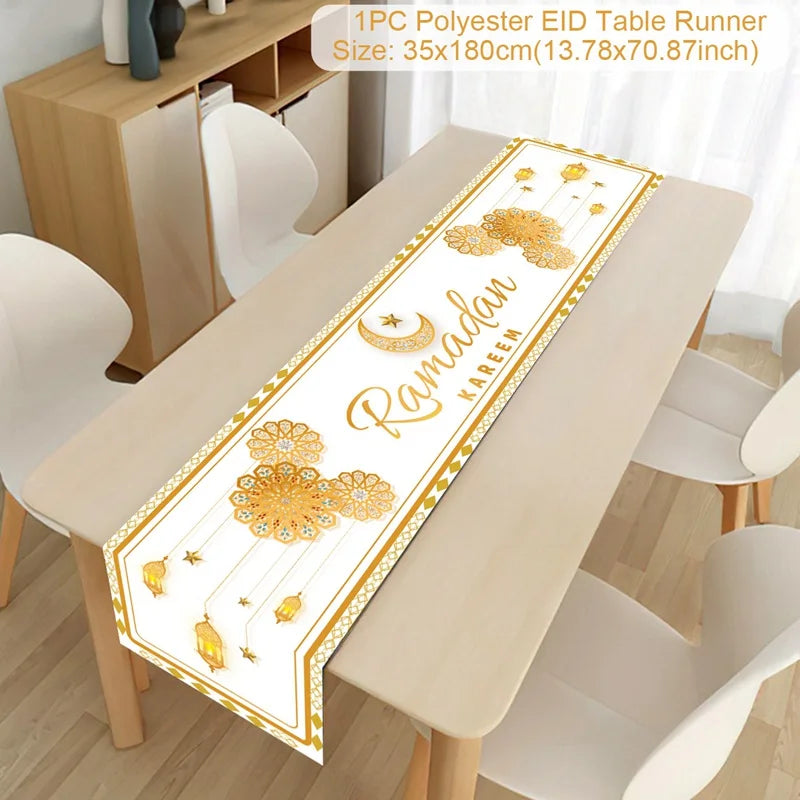 Ramadan Kareem Table Runner – Eid Mubarak Home Decoration (2026).